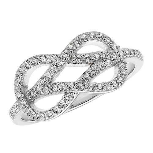 SILVER LADIES' RH PLATED CZ RING