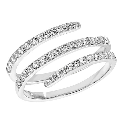 SILVER LADIES' RH PLATED CZ RING