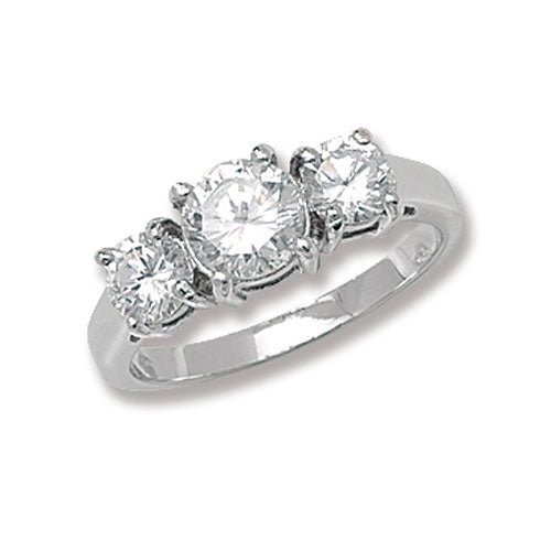 SILVER LADIES' CZ RING