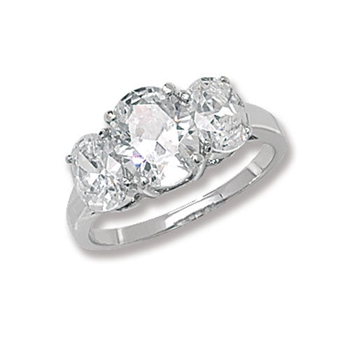 SILVER LADIES' CZ RING