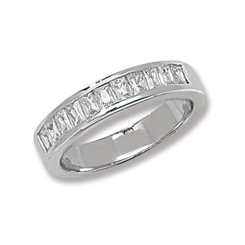 SILVER LADIES' BAGUETTE ETERNITY CZ RING