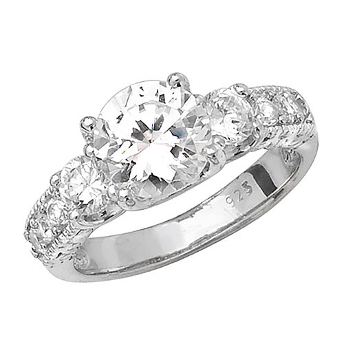 SILVER LADIES' CZ RING