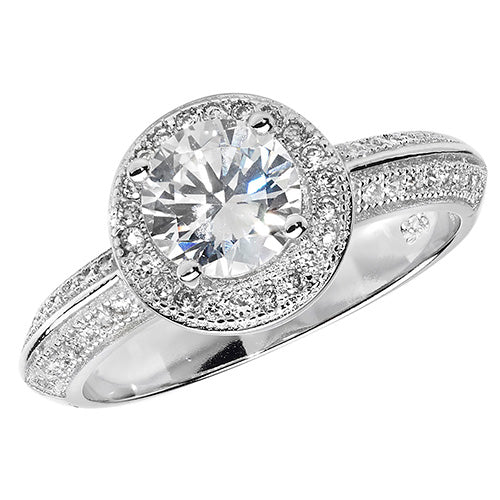 SILVER LADIES' CZ RING