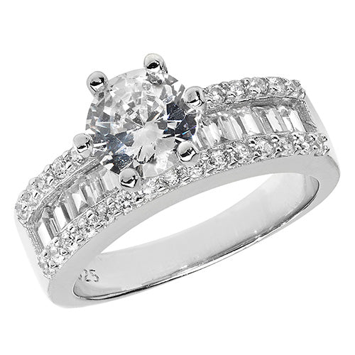 SILVER LADIES' CZ RING