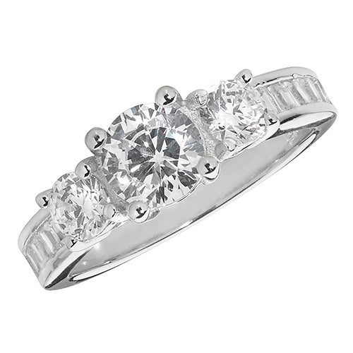 SILVER LADIES' CZ RING