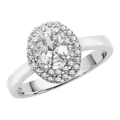 SILVER LADIES' CZ RING