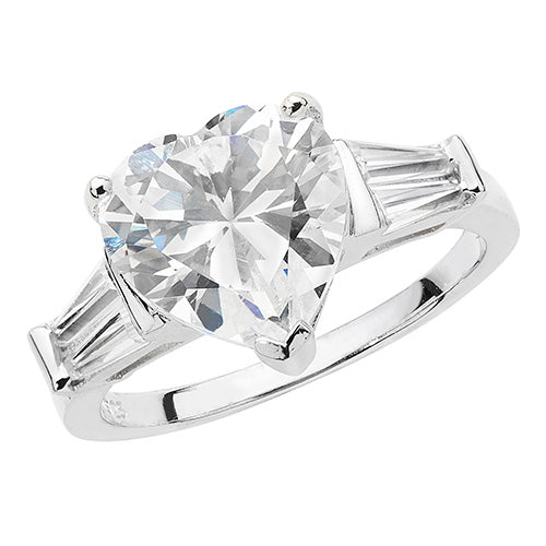 SILVER LADIES' CZ RING