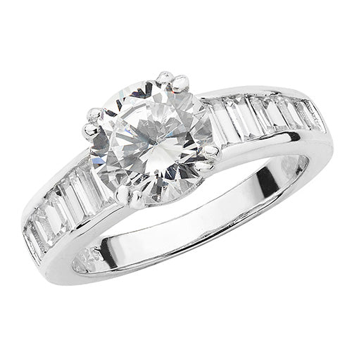 SILVER LADIES' CZ RING