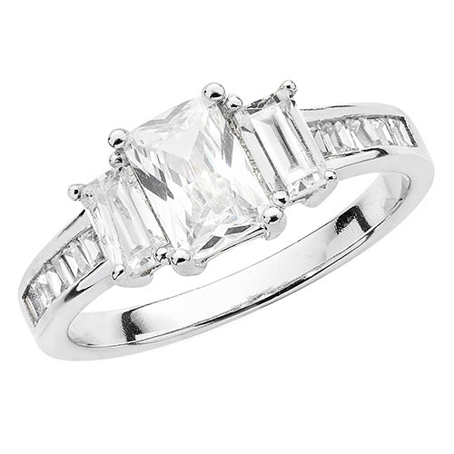 SILVER LADIES' CZ RING