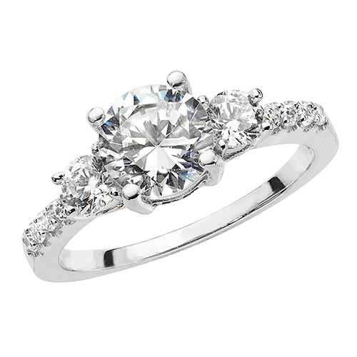 SILVER LADIES' CZ RING