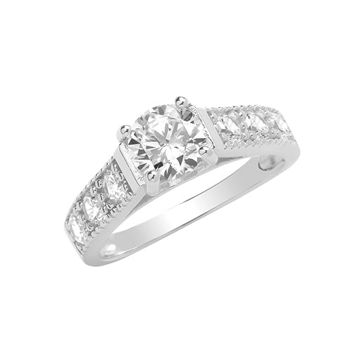 SILVER LADIES' CZ RING