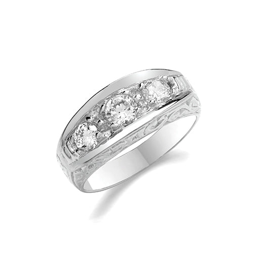 SILVER MENS CZ RING