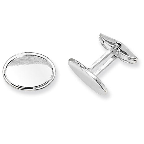 SILVER OVAL CUFFLINKS