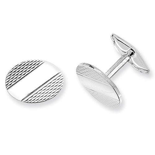 SILVER OVAL ENGRAVED CUFFLINKS