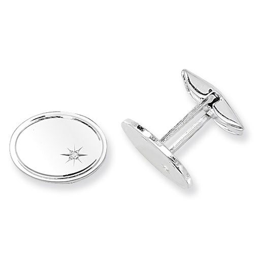 SILVER OVAL DIA SET CUFFLINKS