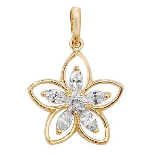 9CT YEL GOLD DAISY CZ PENDANT