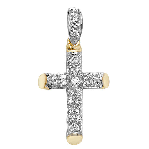 9CT YEL GOLD SMALL CROSS CZ PENDANT