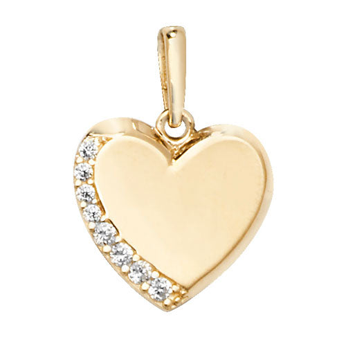 9CT YEL GOLD HEART CZ PENDANT