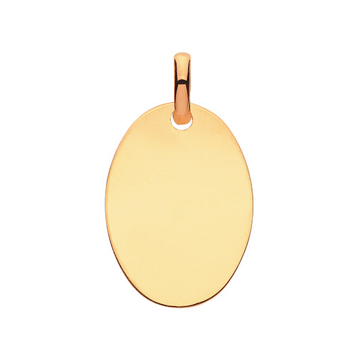 9CT YEL GOLD OVAL PLAIN PENDANT