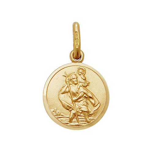 9CT YEL GOLD RND ST CHRISTOPHER PENDANT