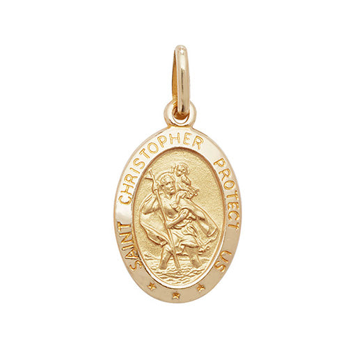 9CT YEL GOLD OVL ST CHRISTOPHER PENDANT