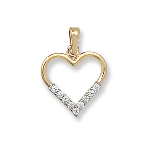 9CT YEL GOLD HEART CZ PENDANT