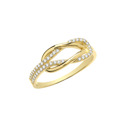 9CT YEL GOLD CZ INTERLOCKING RING