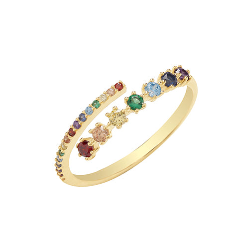 9CY YEL GOLD RAINBOW CZ WRAP RING