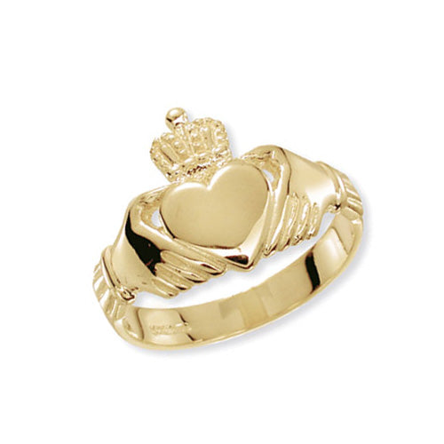 9CT YEL GOLD MEN'S CLADDAGH RING