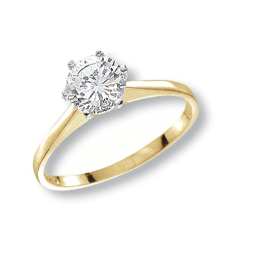 9CT YEL GOLD LADIES' SOLITAIRE CZ RING