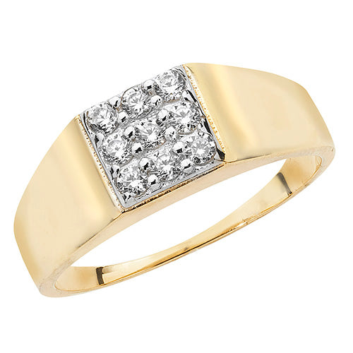 9CT YEL GOLD BABIES' SQUARE CZ RING