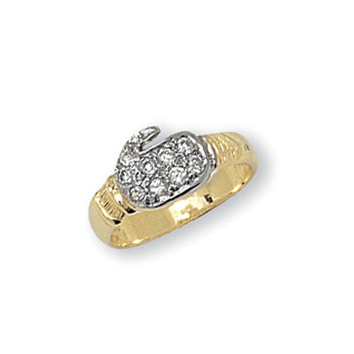 9CT YEL GOLD BABIES' BOXING GLOVE CZ RING