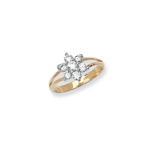 9CT YEL GOLD BABIES' CLUSTER CZ RING