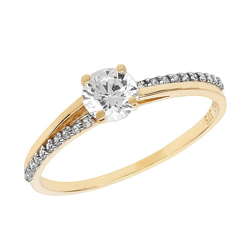 9CT YEL GOLD LADIES' CZ RING