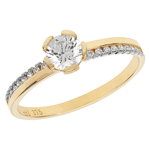 9CT YEL GOLD LADIES' CZ RING