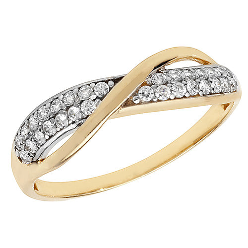 9CT YEL GOLD LADIES' CZ RING