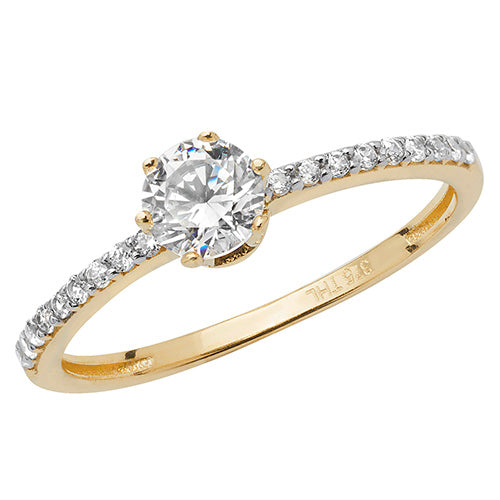 9CT YEL GOLD LADIES' CZ RING