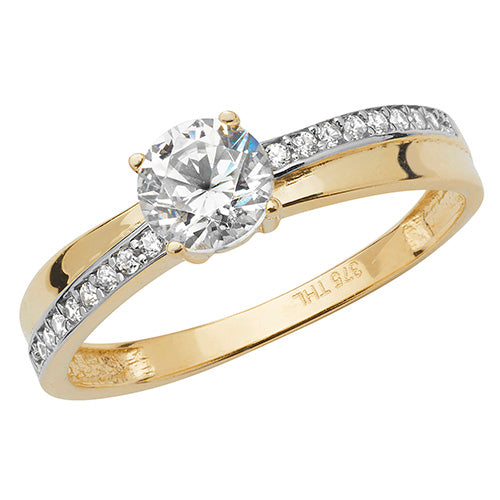 9CT YEL GOLD LADIES' CZ RING