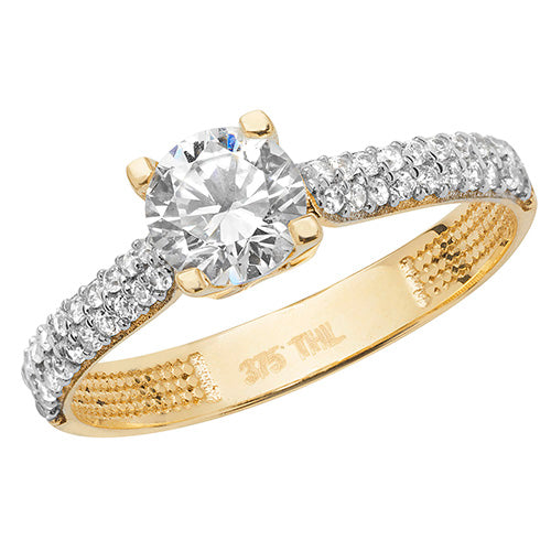 9CT YEL GOLD LADIES' CZ RING