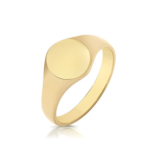 9CT YEL GOLD 10X8MM LIGHT WEIGHT OVAL SIGNET RING