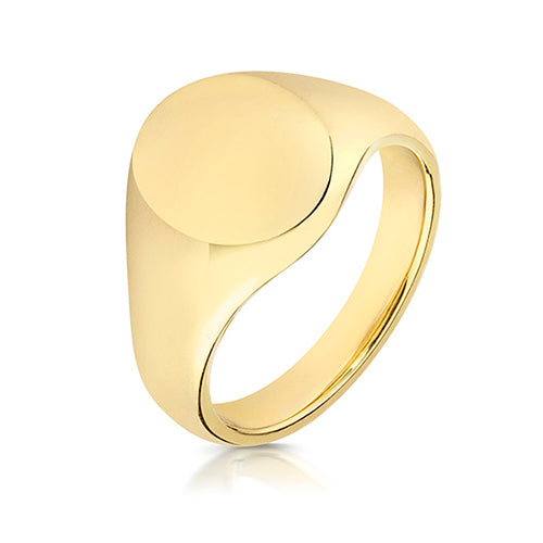 9CT YEL GOLD 12X10MM HEAVY WEIGHT OVAL SIGNET RING