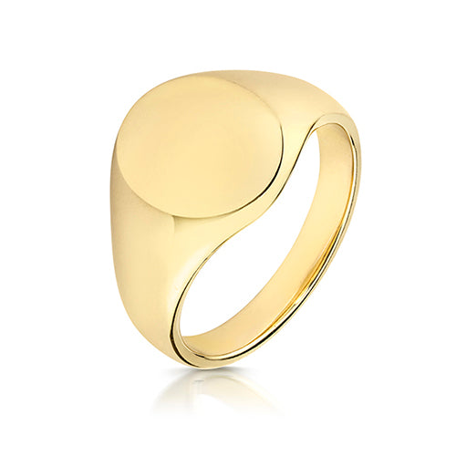 9CT YEL GOLD 12X10MM MEDIUM WEIGHT OVAL SIGNET RING