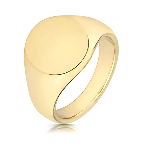 9CT YEL GOLD 16X13MM HEAVY WEIGHT OVAL SIGNET RING