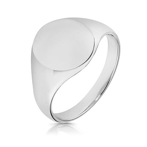 SILVER 14X12MM LIGHT WEIGHT OVAL SIGNET RING