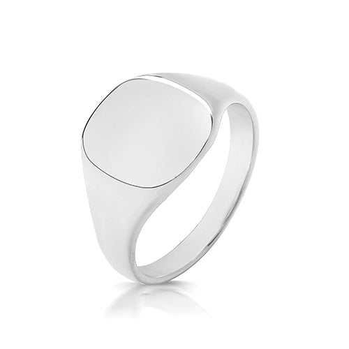 SILVER 12 X 11MM LIGHT WEIGHT CUSH SIGNET RING